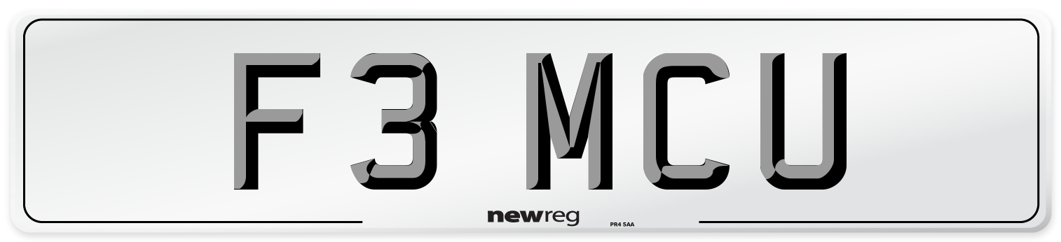 F3 MCU Number Plate from New Reg